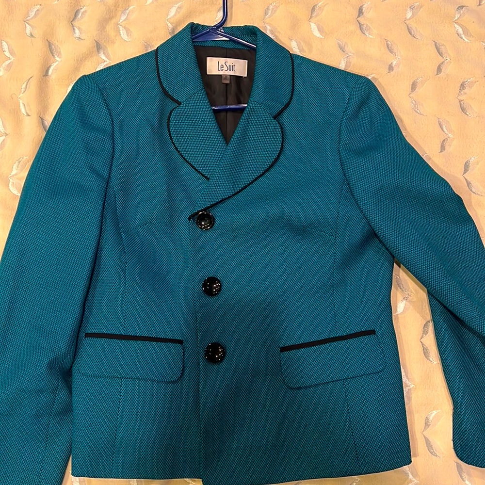 Le Suit Turquoise Blazer, Size 14